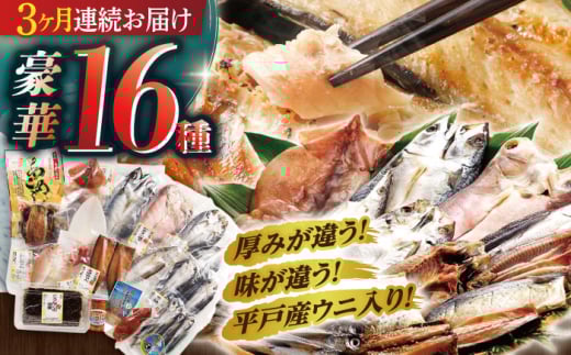 【全3回定期便】旨味を凝縮！ 旬鮮平戸干物 16種詰合せ【森崎水産】 [KAD186]