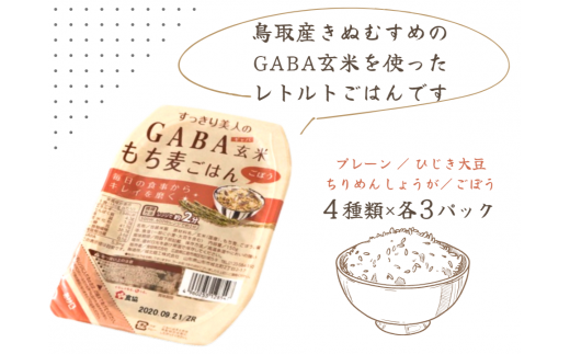 GABA玄米もち麦パックごはん 4種類セット（12パック入り）鳥取産きぬむすめ JA 0589