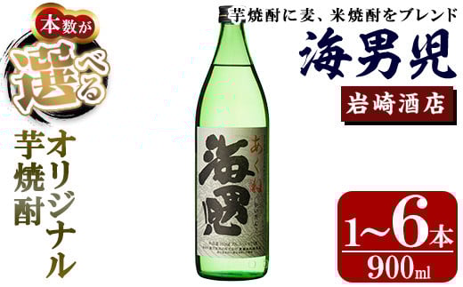 ＜本数が選べる！＞オリジナル芋焼酎！岩崎酒店限定「海男児」(900ml×1～6本) 麦焼酎 米焼酎 ブレンド焼酎 人気酒 水割り【岩崎酒店】